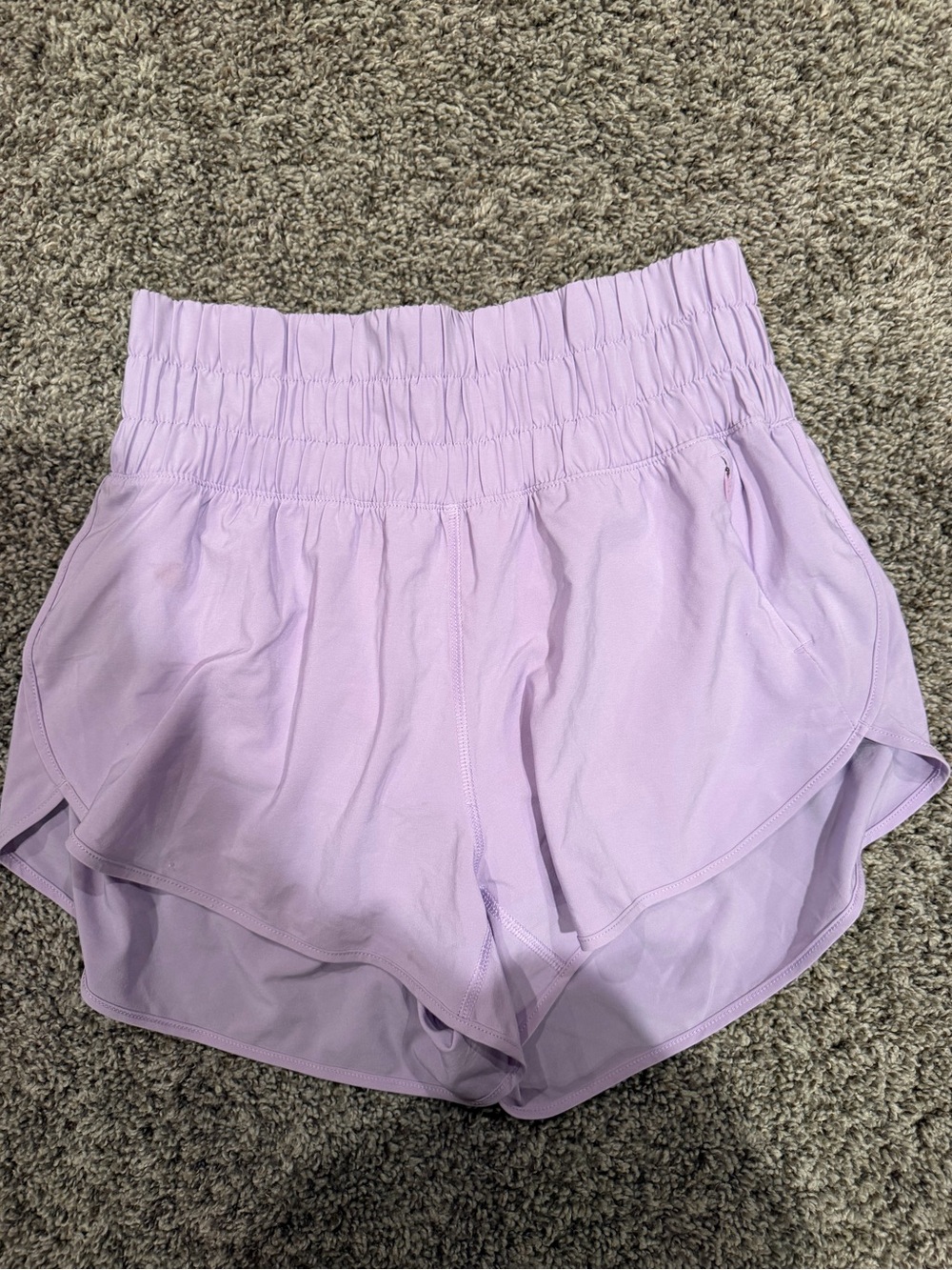 Women's Lavender Athletic Shorts - Smocked Waist